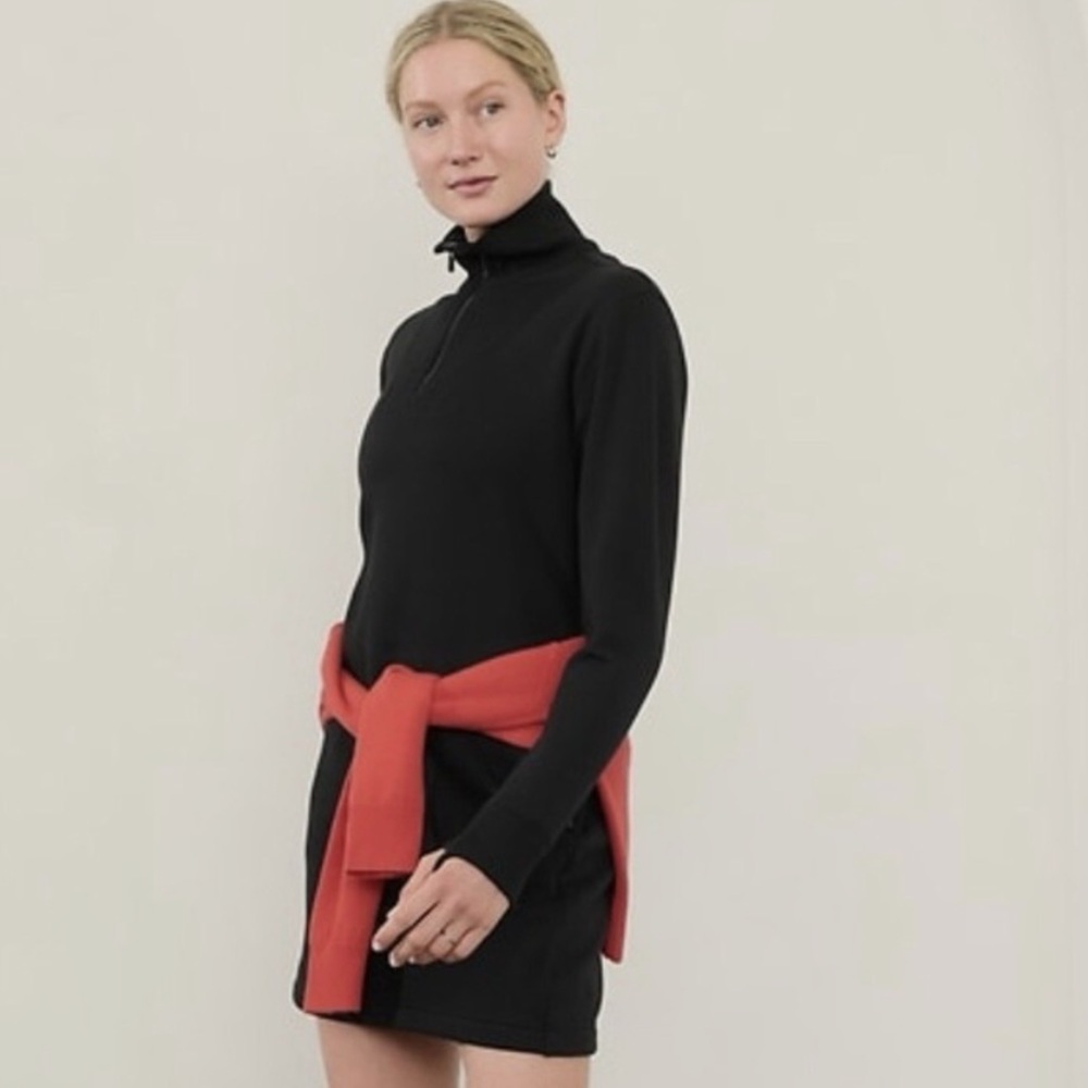 Athleta Cozy Karma 1/2 Zip Dress Black - Picture 6 of 6